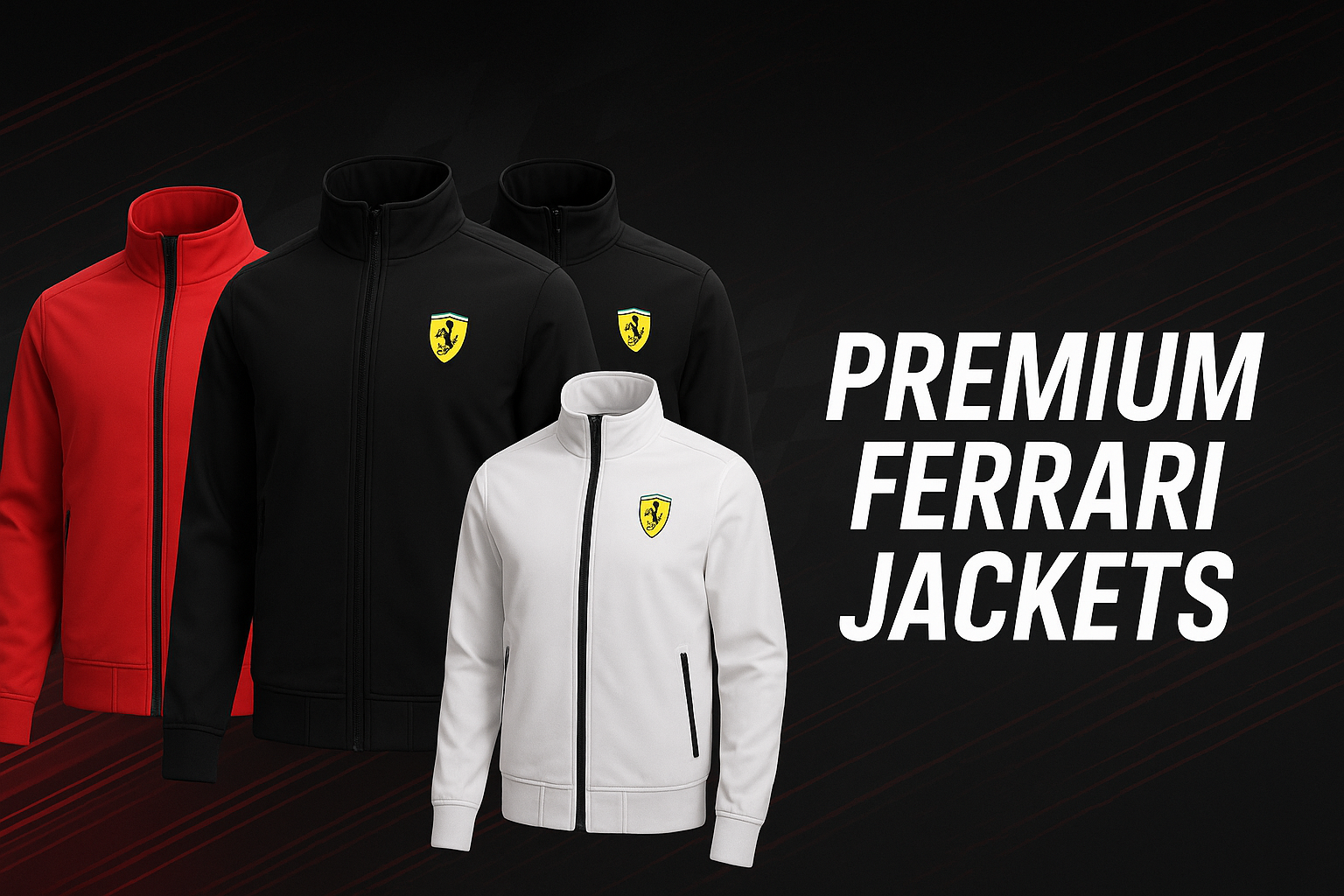 i want a banner of ferrari jackets with headline
